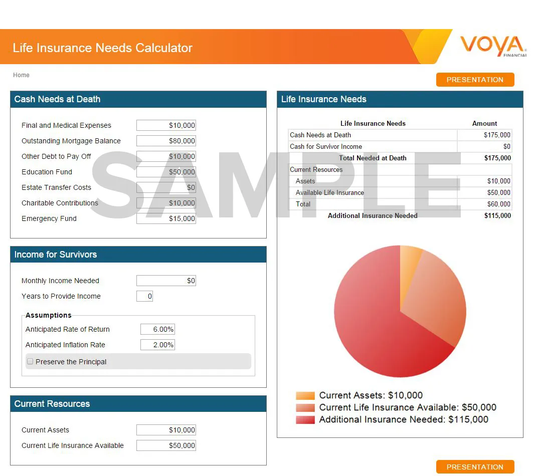 life insurance needs calc screen cap