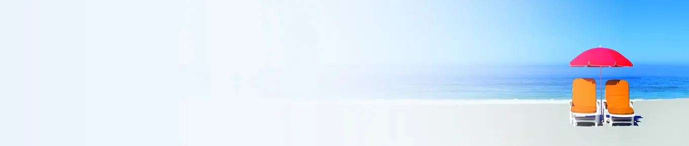 two orange beach chairs in front of a blue sky