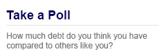 Message: Take a Poll. How much debt do you think you have compared to others like you?