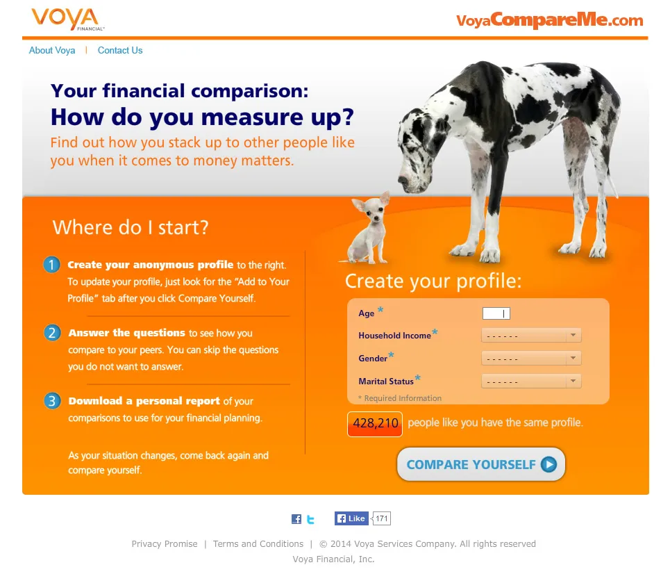 screenshot of compare me tool