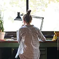 woman working at a desk