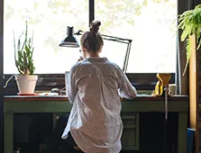 woman working at a desk