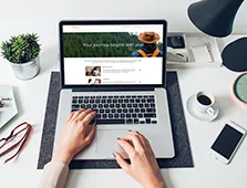 hands typing on a laptop